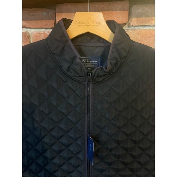 BLU by Polifroni Waistcoat Diamond Quilted Lightweight Mens XXL Black Vest NWT - Picture 2 of 8